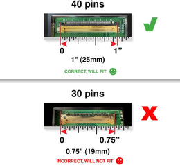 15.6” Slim LCD Screen Replacement 40 Pin with Screw Brackets
