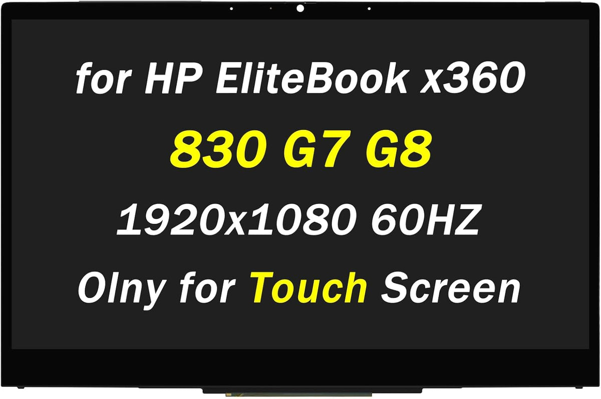 Replacement for HP EliteBook x360 830 G7 G8 M46066-001 M46061-001 M46064-001 M46065-001 M46060-001 60HZ 30PINS 1920x1080 13.3" LCD Touch Screen Laptop Display Assembly (Only for Touch Screen)