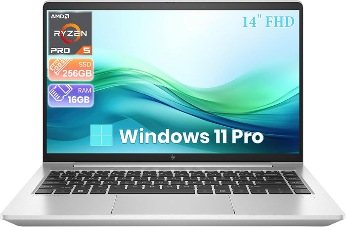 HP EliteBook 645 G10 Laptop, 14" FHD IPS, AMD Ryzen 5 PRO 7530U (up to 4.5GHz), 16GB DDR4 RAM, 256GB SSD, Windows 11 Pro, Wi-Fi 6, Backlit Keyboard, USB-C, HD Webcam (Refurbished)