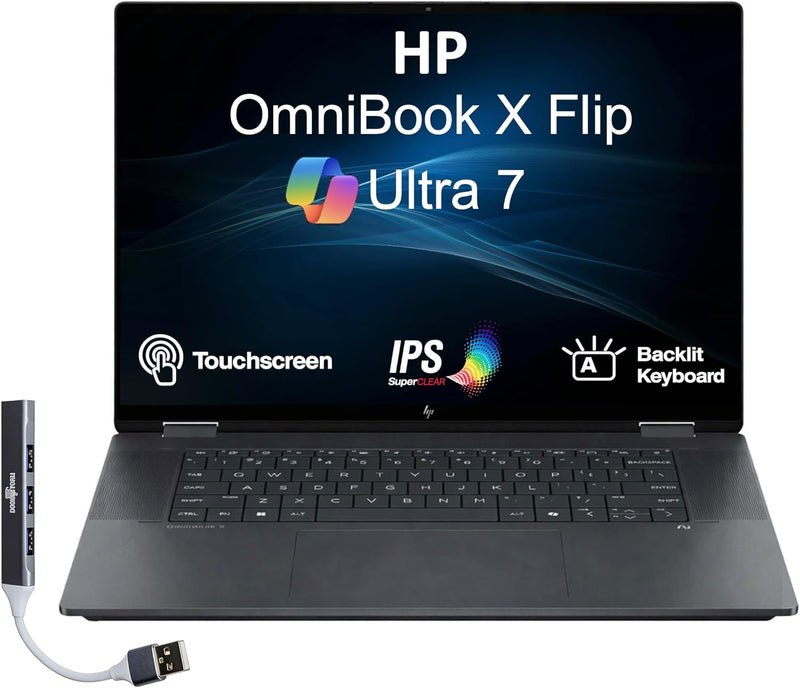 Hp OmniBook X Flip LaptopNGAI 16-as0023dx 16 2k LED Ultra 7 256V 16/1TB Wind 11 T-screen (B5UH1UA-ABA) BRAND NEW