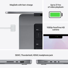 Apple Late 2021 MacBook Pro with Apple M1 Pro chip 10-core CPU, 16-inch, 16GB RAM, 512GB SSD Storage, Space Gray